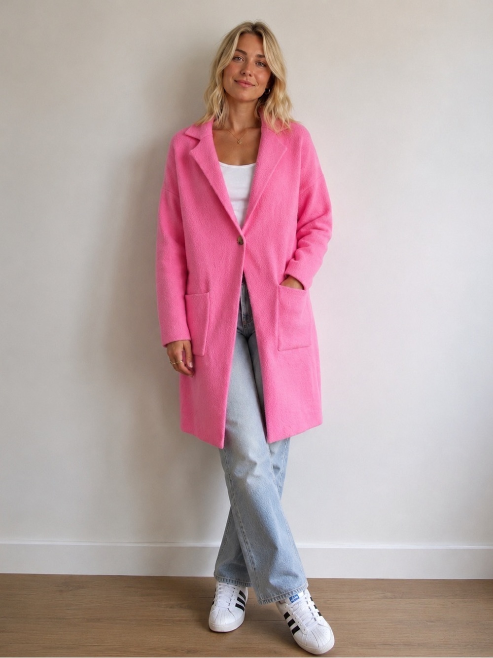 Lyla & Luxe Pink Knit Coatigan Long sweater Coat Soft Oversized Small